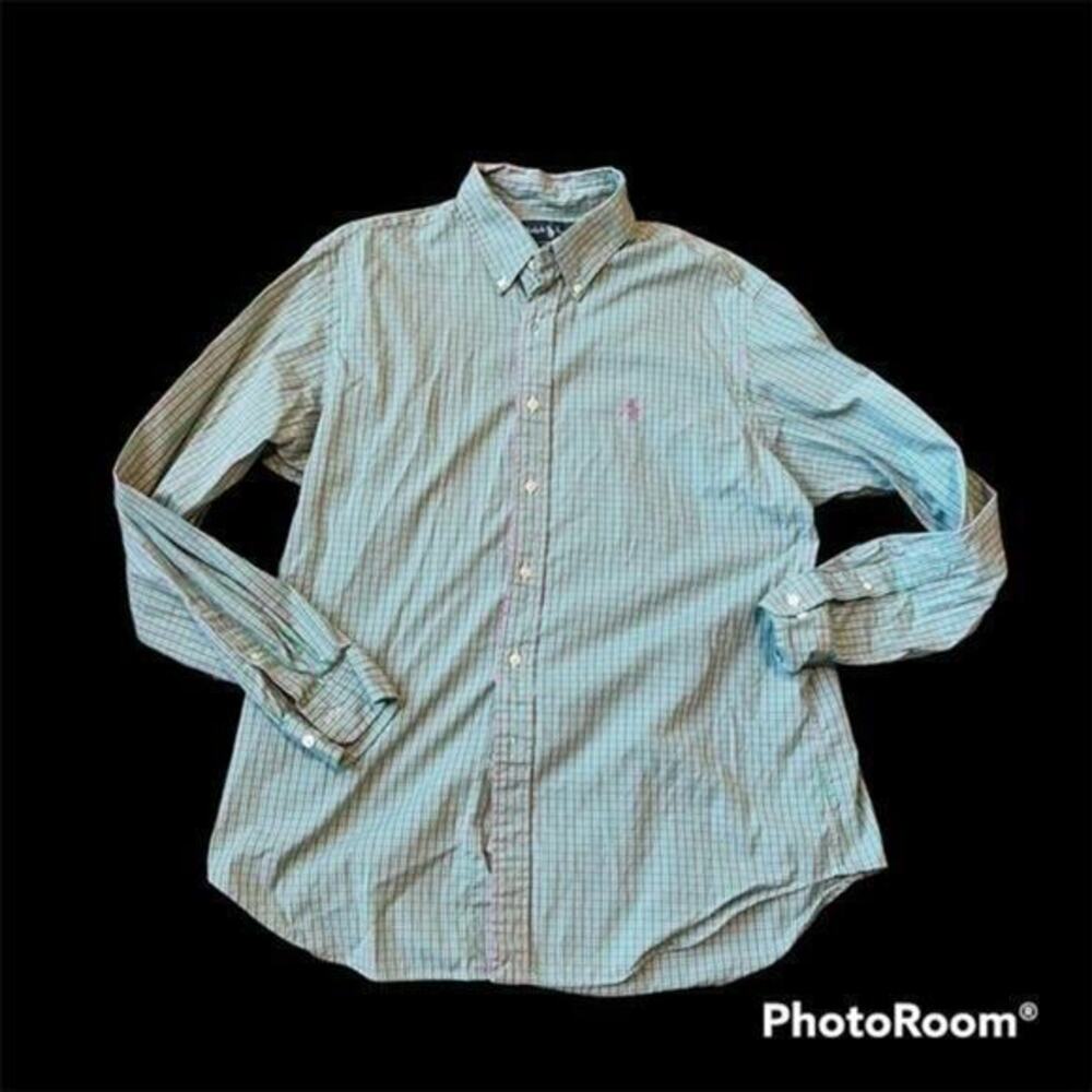Ralph Lauren pink and green plaid button down shirt